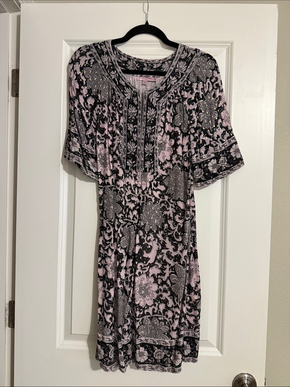 Calypso St. Barth Pink and Black Long Sleeve Dress